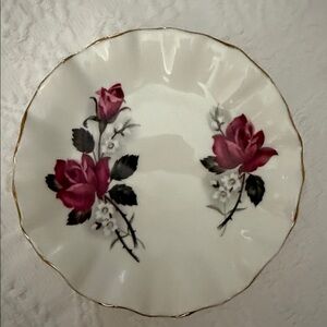 Royal Dover Pink Roses and Gold Trim Trinket Plate